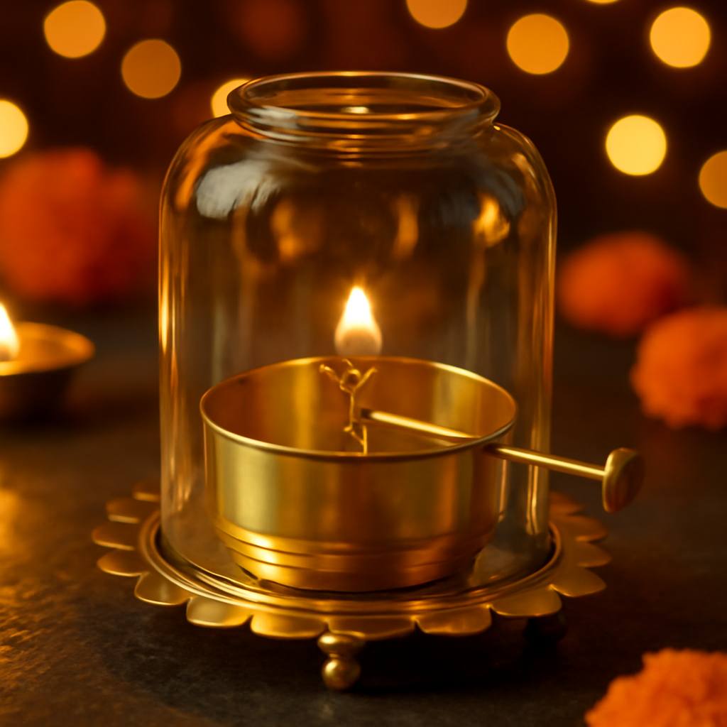 Premium Pure Brass Akhand Jyot Diya for Continuous Divine Glow
